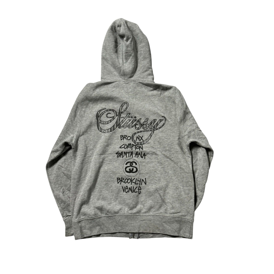 Grey Stussy Full Zip Hoodie - S