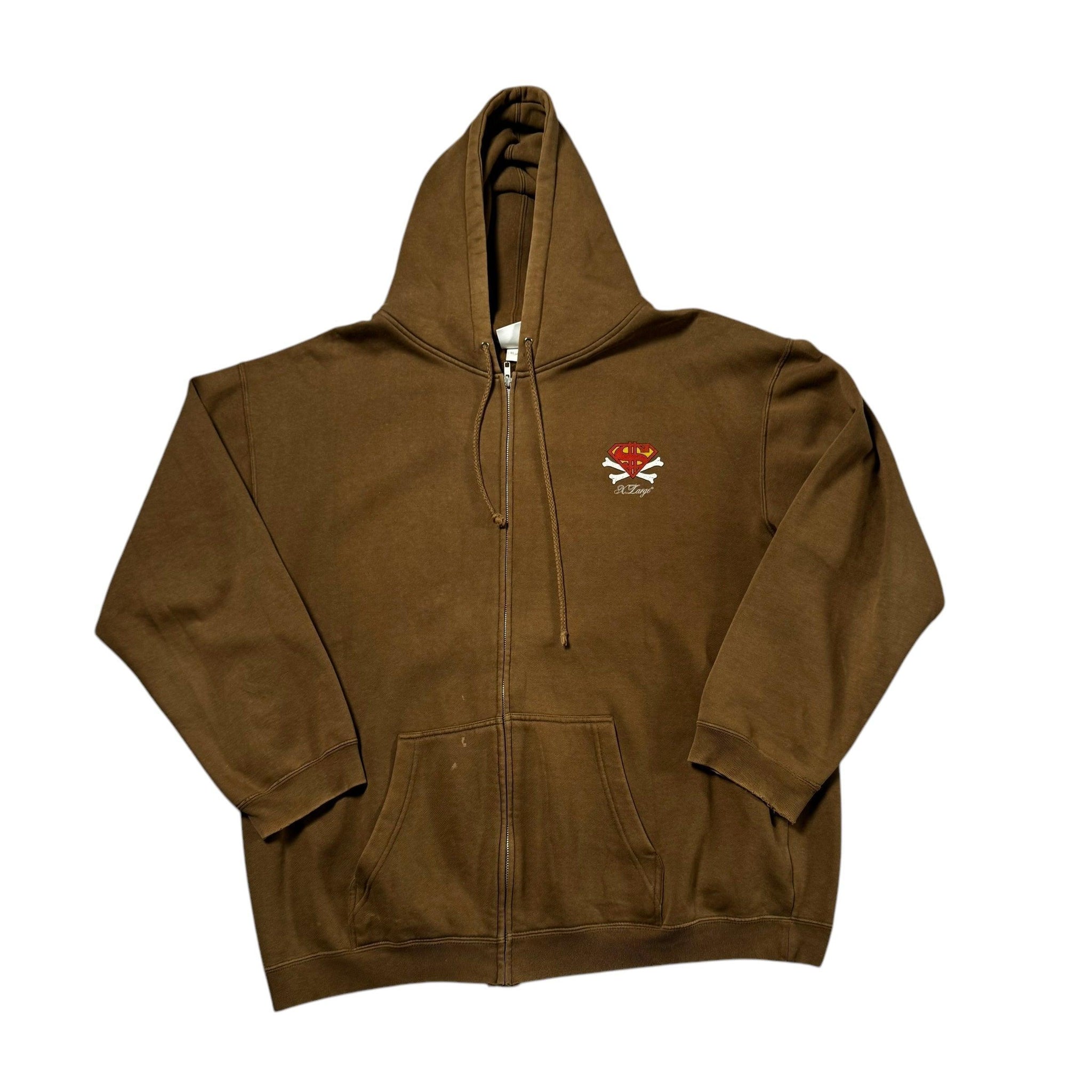 Brown Stussy Zip Up Hoodie - XL