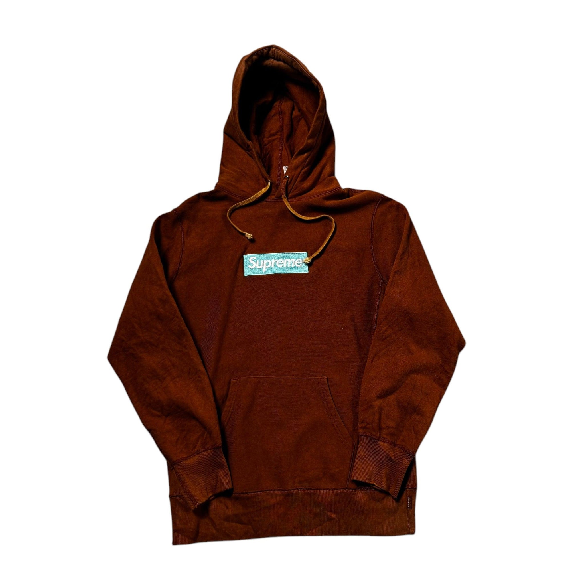 Brown Supreme Box Logo Hoodie - M