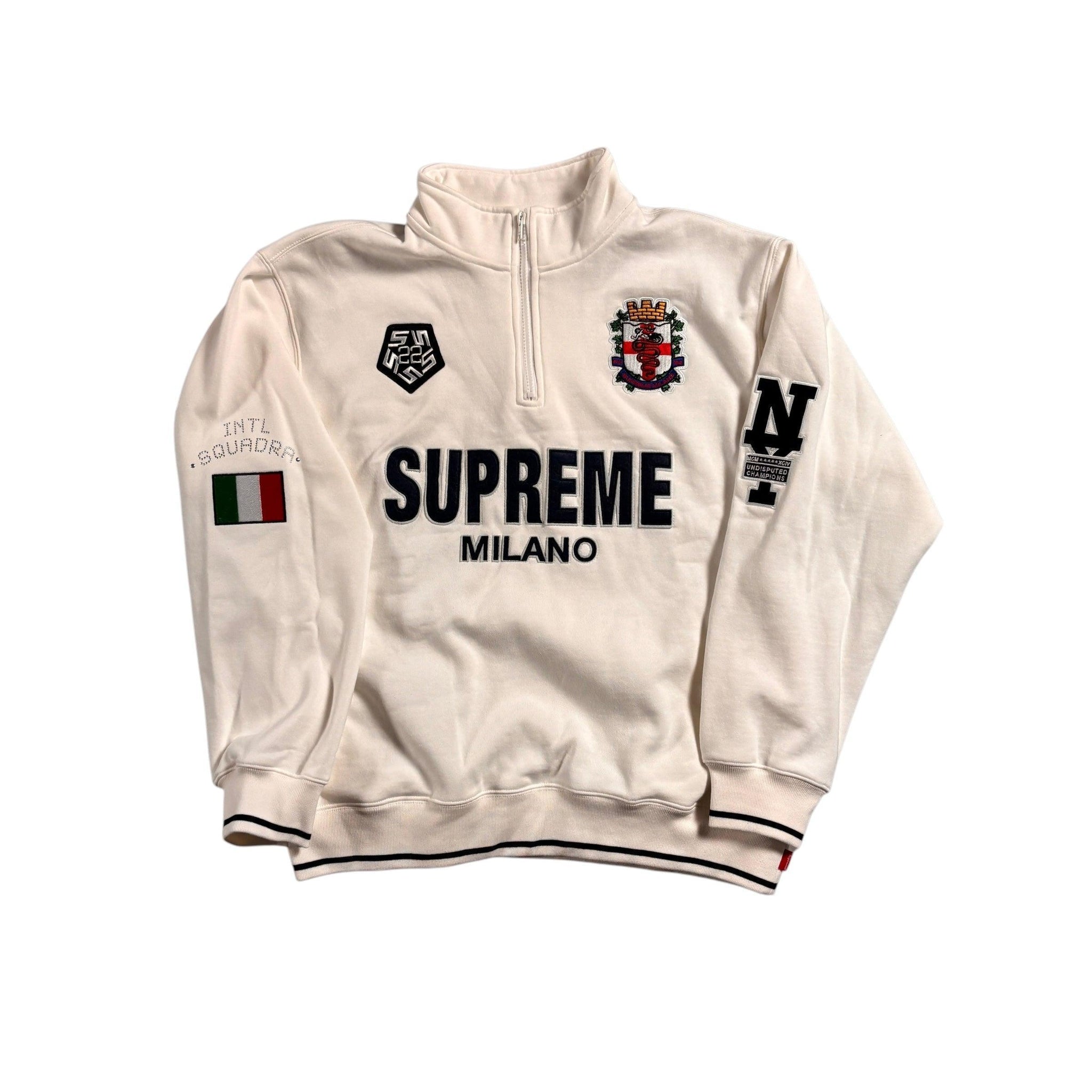 White Supreme Milano 1/4 Zip Sweatshirt - M