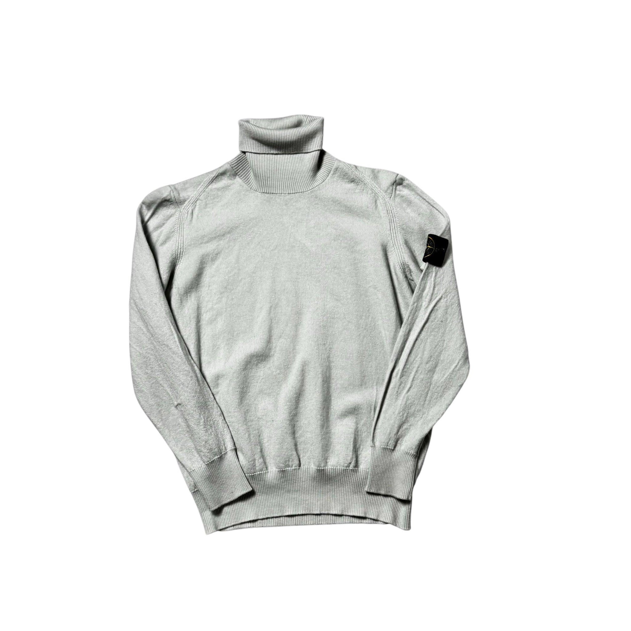 White Stone Island Roll Neck Sweatshirt - M