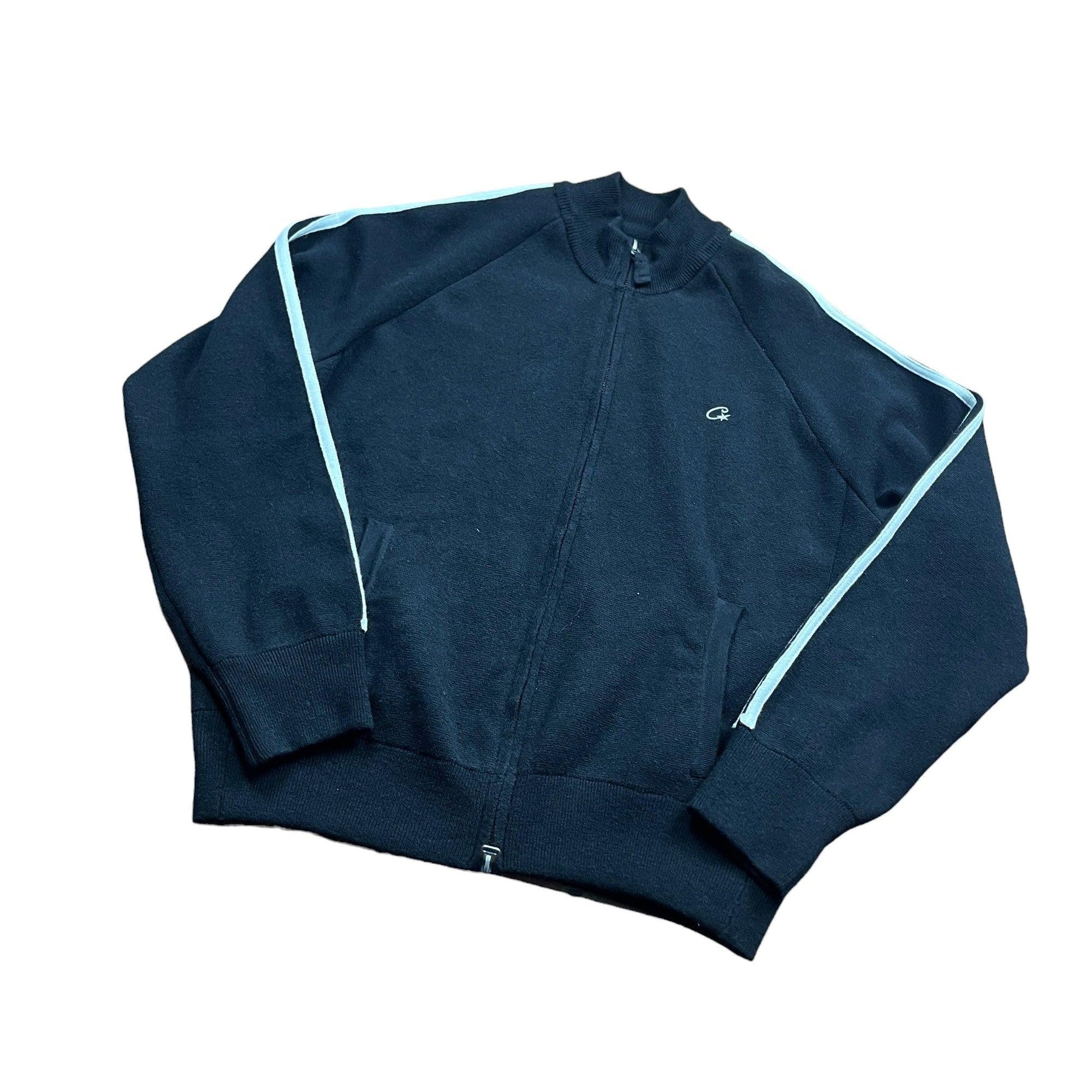 Black Corteiz Full Zip Knitted Jacket - Small - The Streetwear Studio