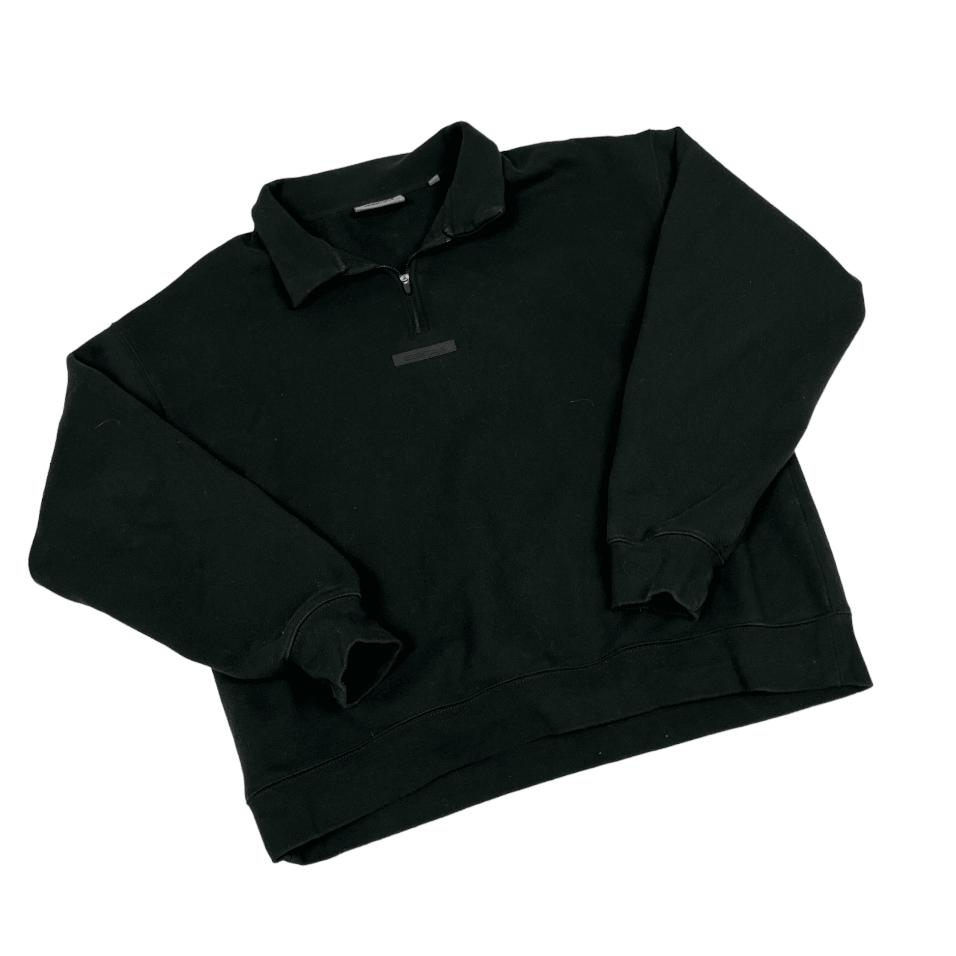 Black Fear of God Essentials Quarter Zip Sweatshirt - Extra Large - The Streetwear Studio