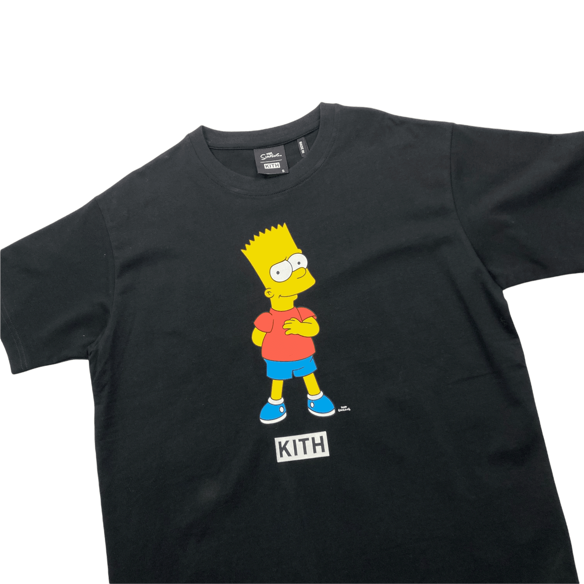 Black Kith x The Simpsons Bart Box Logo Tee - Small - The Streetwear Studio