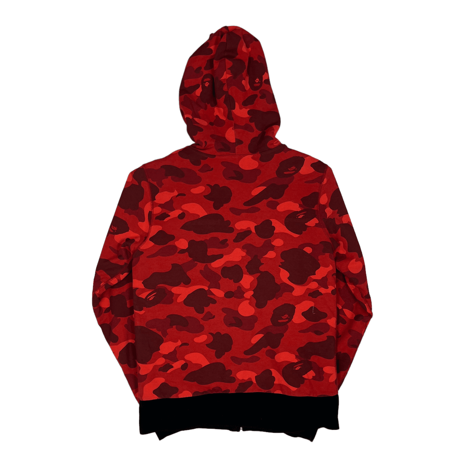 Black Red A Bathing Ape BAPE PONR Reversible Shark Hoodie Small