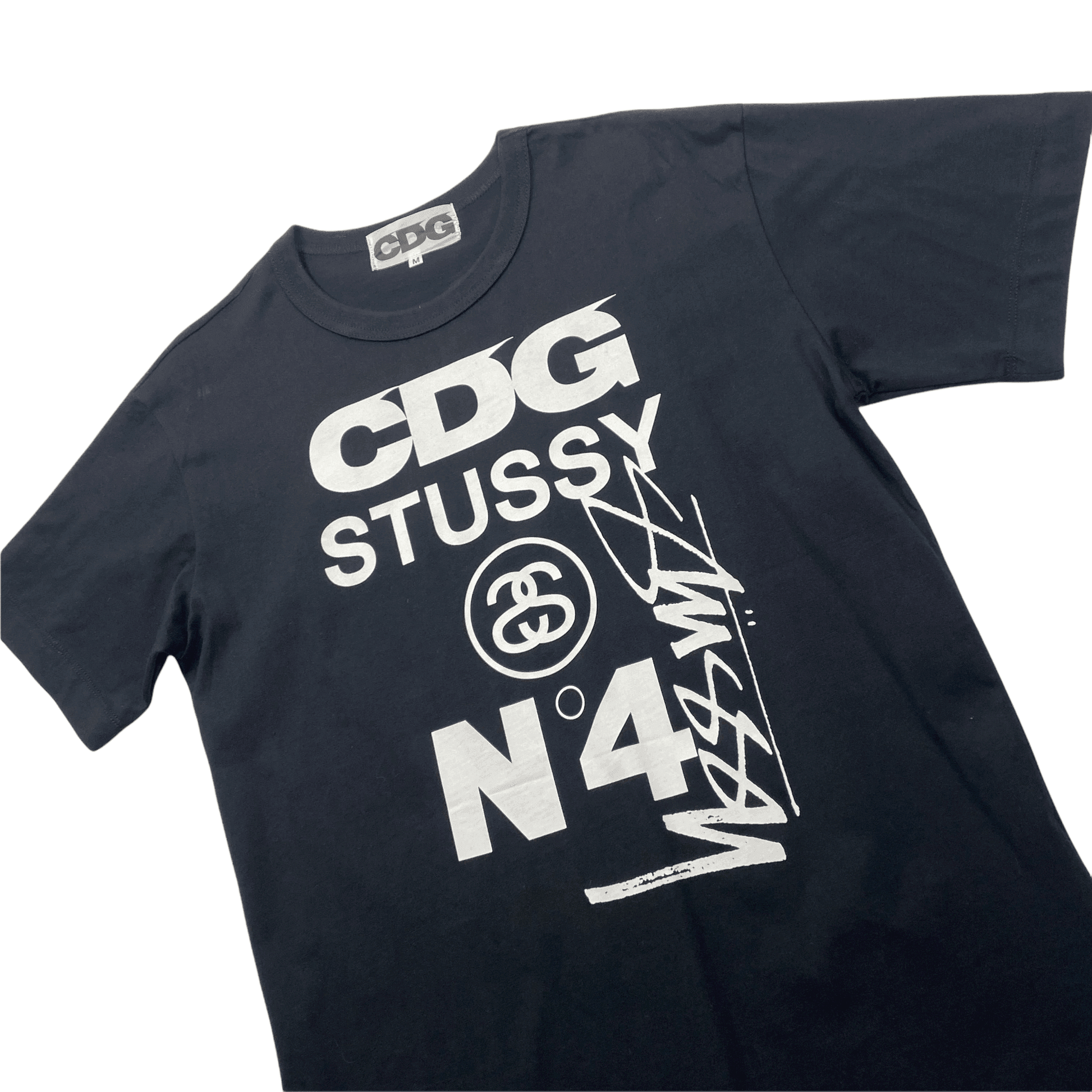 Black Stussy x Comme Des Garcons (CDG) Tee - Medium - The Streetwear Studio