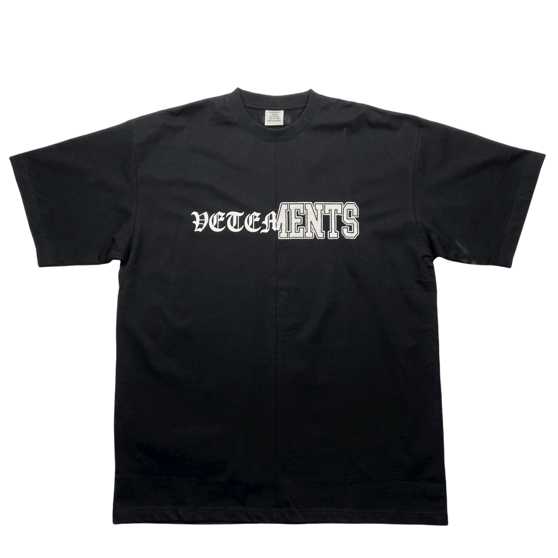 Black Vetements Oversized Vertical Cut Up Tee - Medium (Recommended Size - Extra Large) - The Streetwear Studio