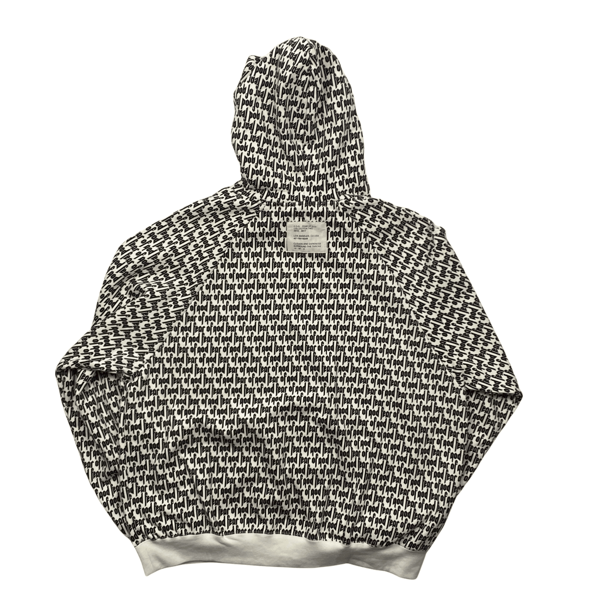Fear of god fog all over print hoodie best sale white