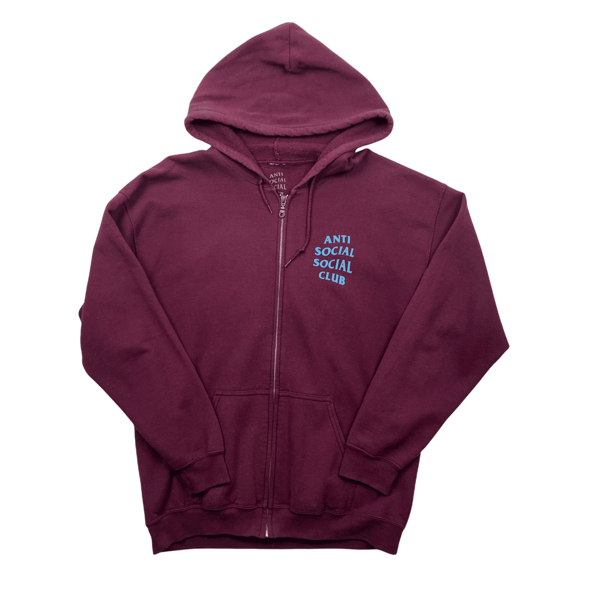 Burgundy Blue Anti Social Social Club ASSC Full Zip Jacket Large