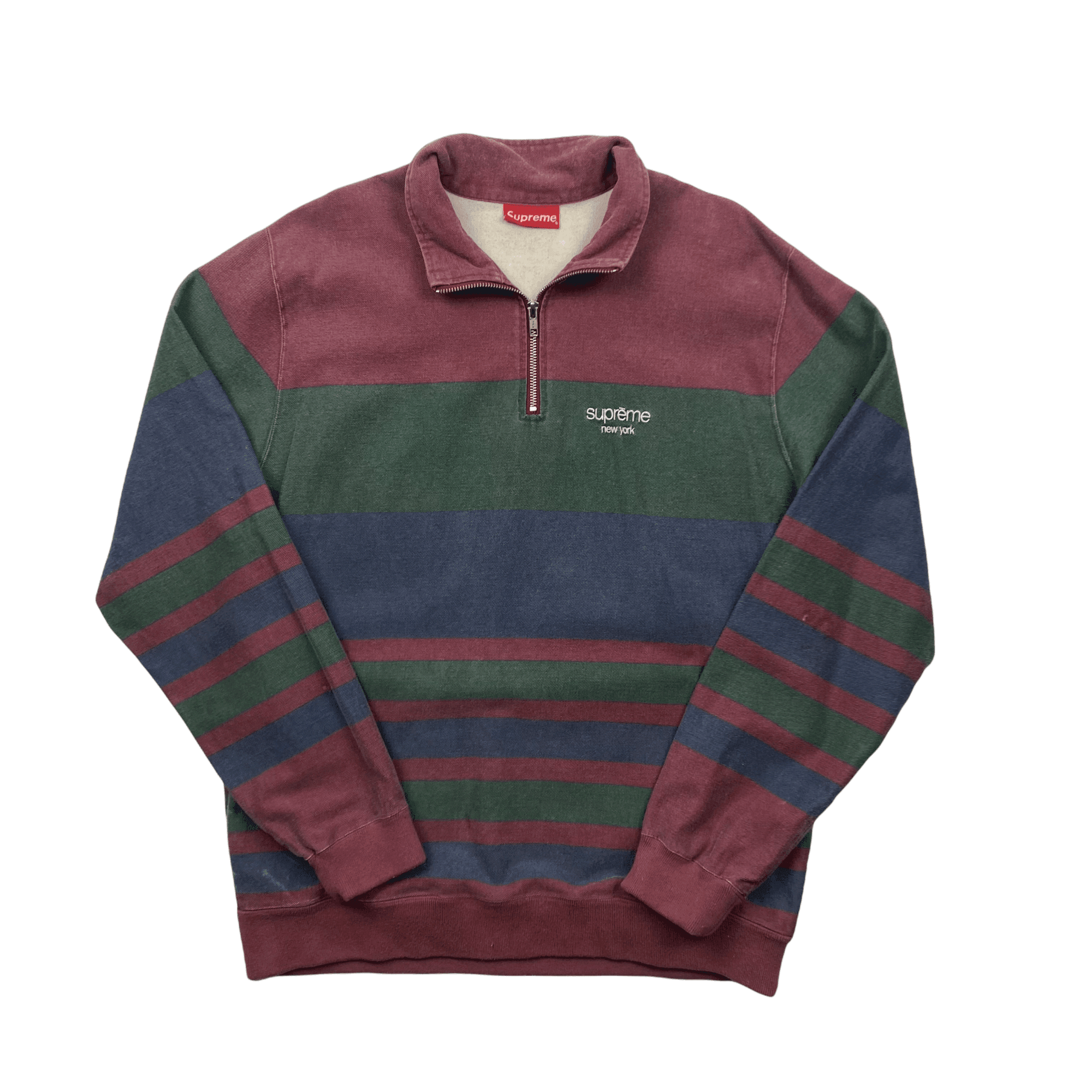 Burgundy Blue Green Supreme Classic Logo Quarter Zip Sweatshirt M