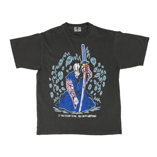 Grey + Blue Skulls Warren Lotas "If You Intend To Die You Can Do Anything” Tee - Extra Large - The Streetwear Studio
