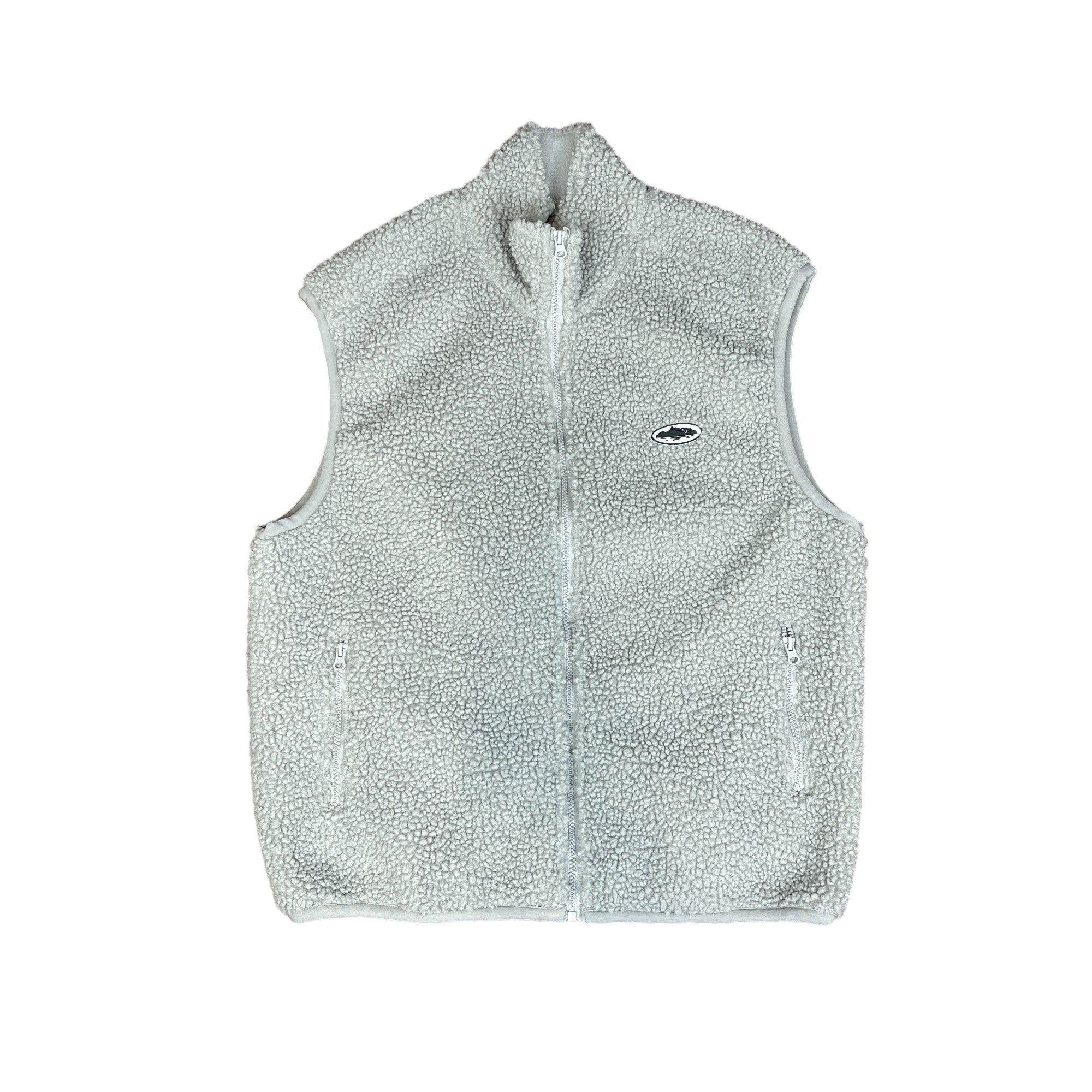 Grey Corteiz Sherpa Fleece Vest - Medium