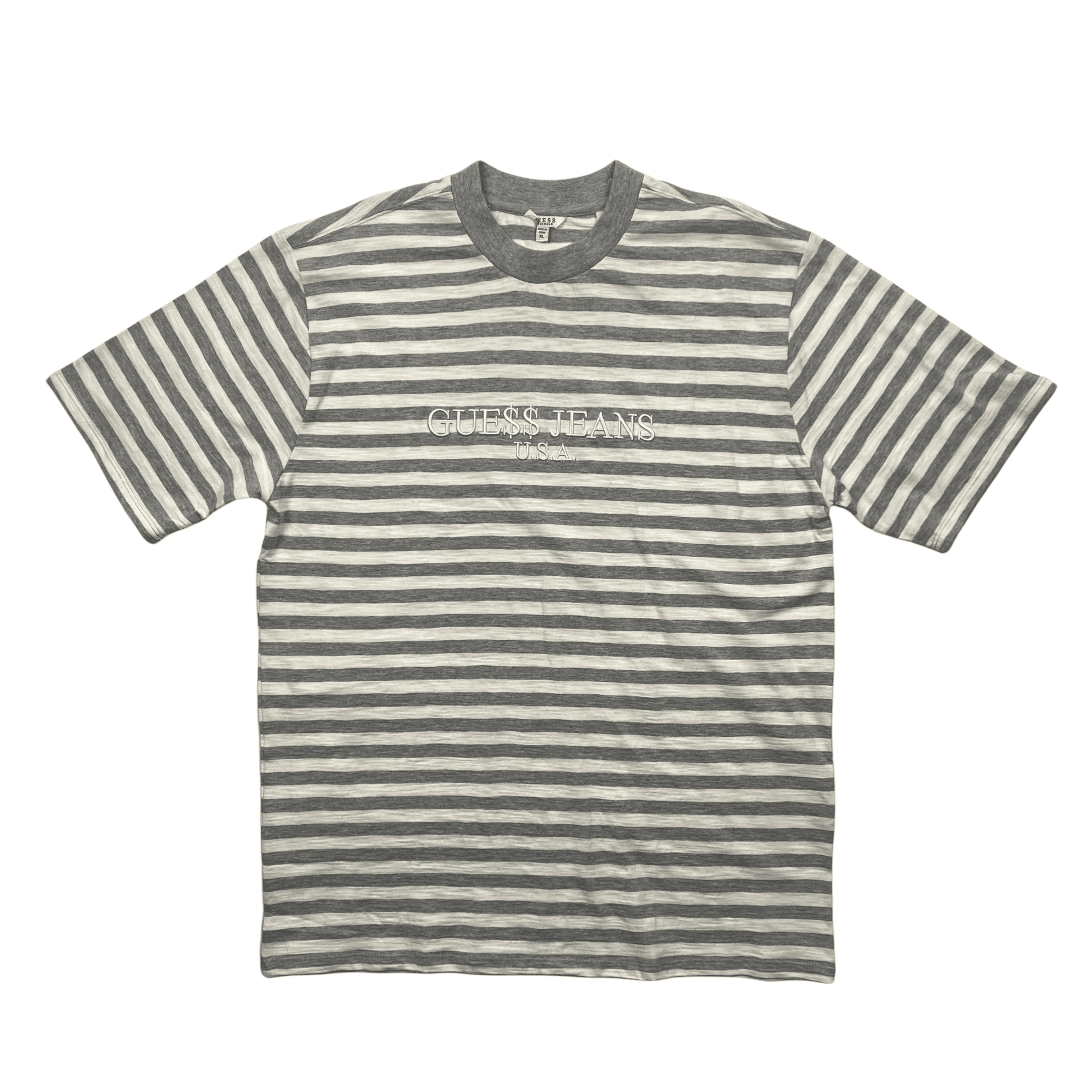 Grey + White Guess Jeans x ASAP Rocky Striped Tee - Extra Large - The Streetwear Studio