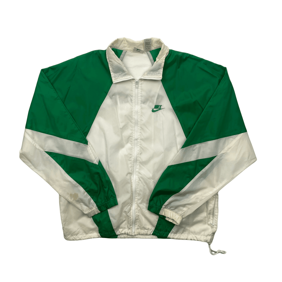 Vintage 80s Green + White Nike Miami USA Spell-Out Windbreaker Jacket - Large - The Streetwear Studio