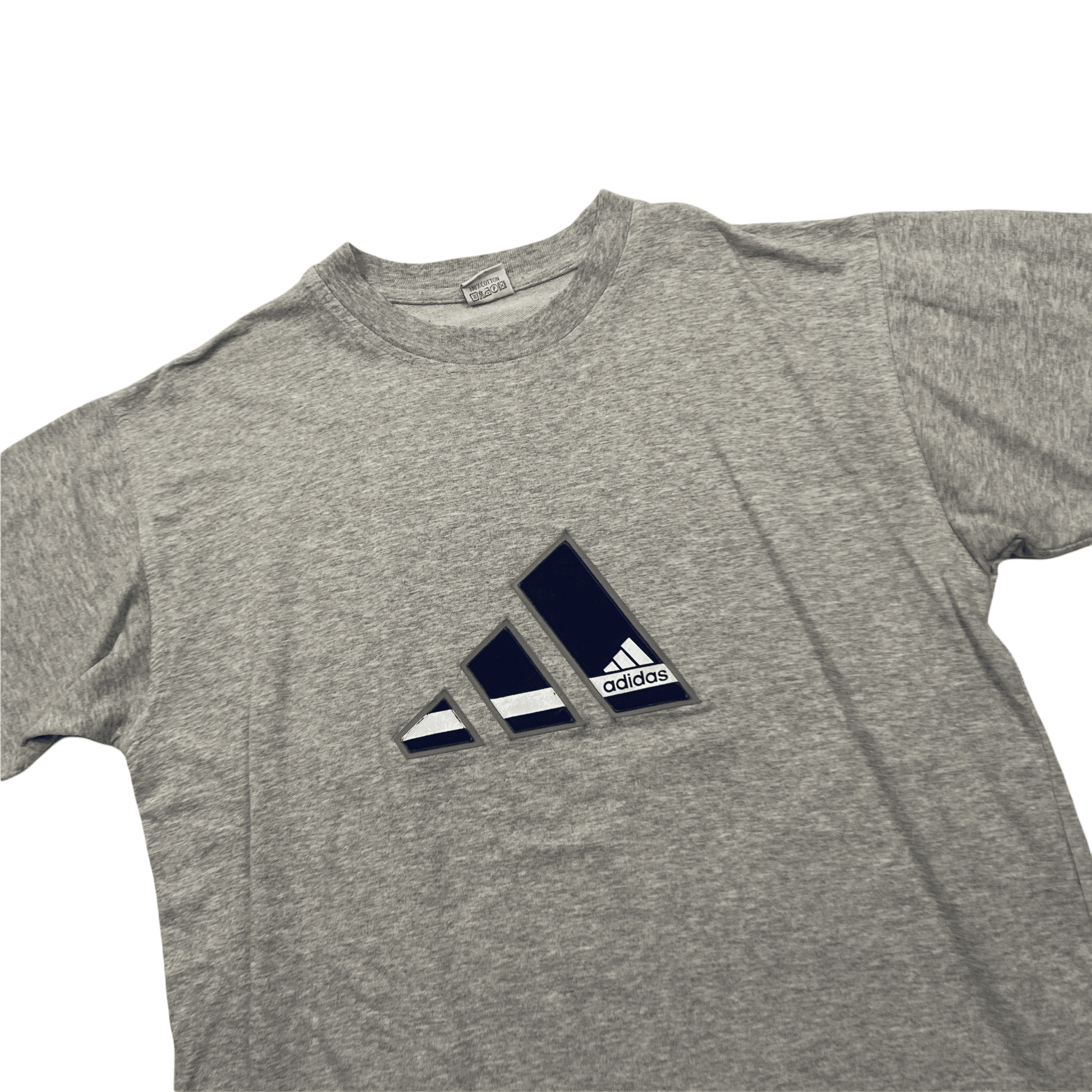Vintage 80s Grey Adidas Spell-Out Tee - Extra Large (Recommended Size - Large) - The Streetwear Studio