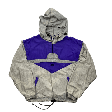 Vintage 80s Grey + Purple Nike Quarter Zip Waterproof Pullover Jacket - Small - The Streetwear Studio