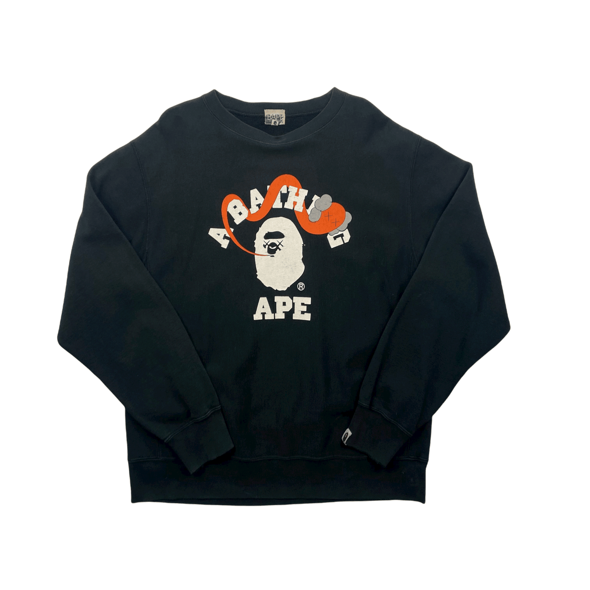 Vintage 90s Black A Bathing Ape (BAPE) x Kaws Sweatshirt - Medium - The Streetwear Studio