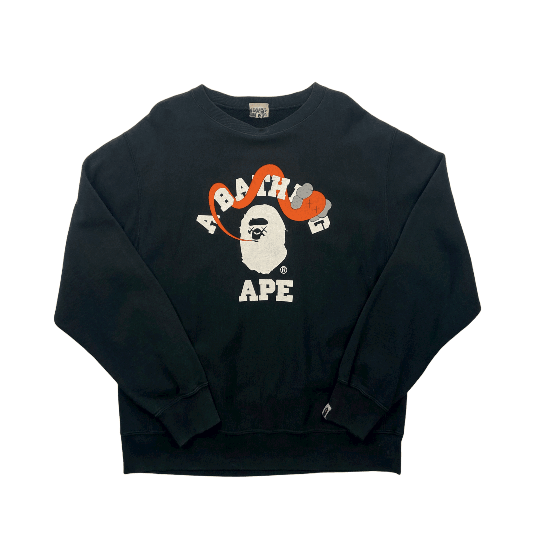 Vintage 90s Black A Bathing Ape BAPE x Kaws Sweatshirt Medium