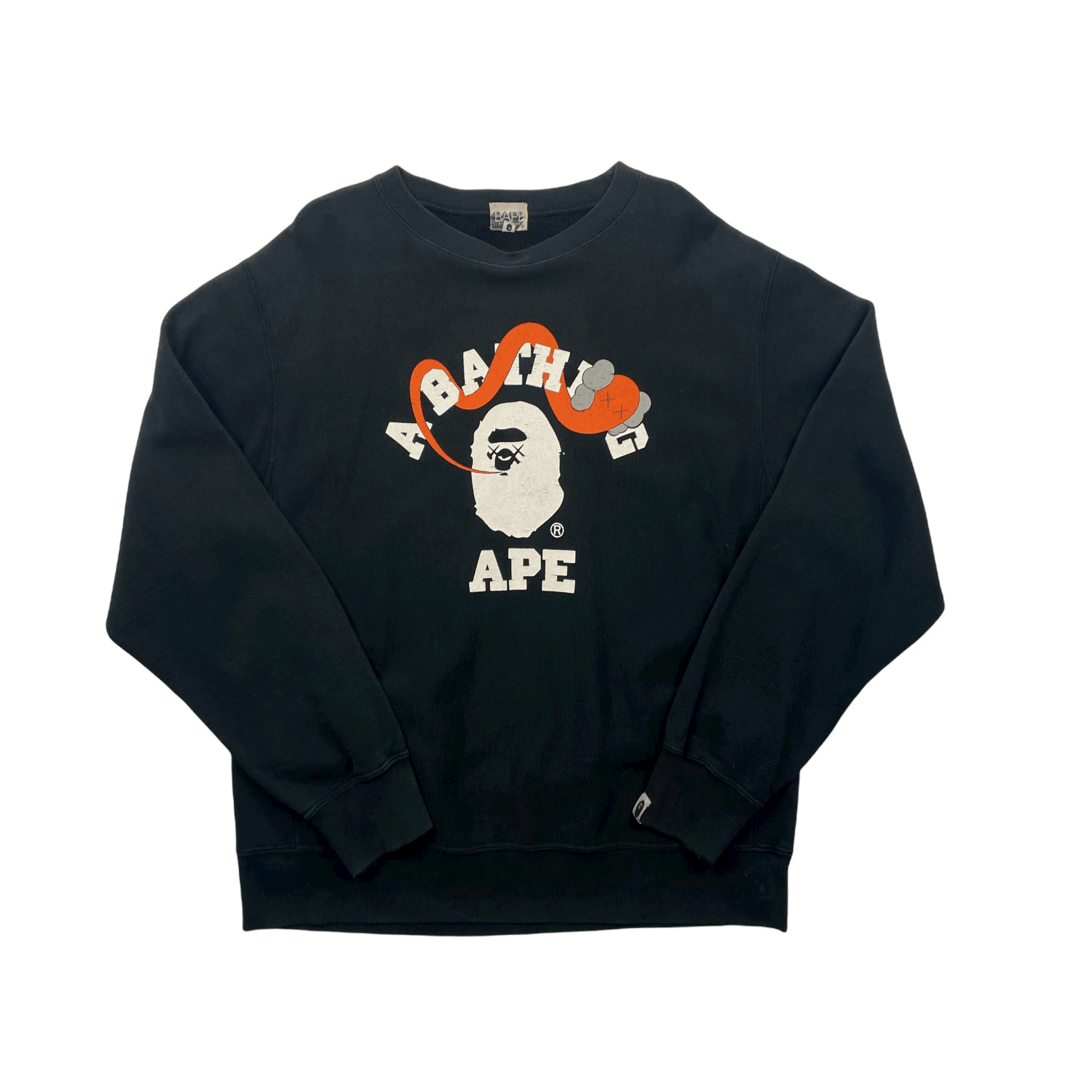 Vintage 90s Black A Bathing Ape (BAPE) x Kaws Sweatshirt - Medium