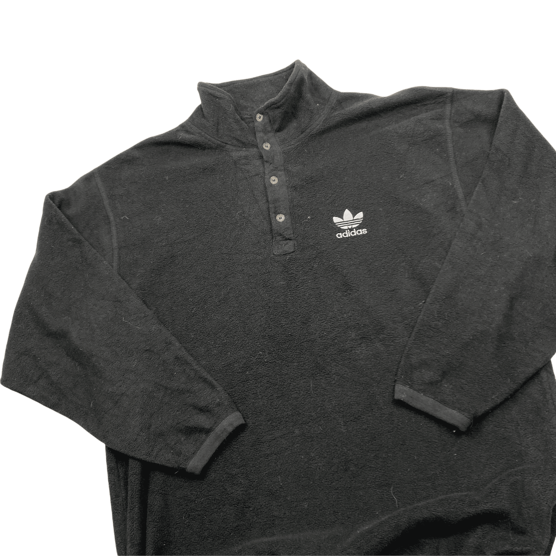 Vintage 90s Black Adidas Fleece Sweatshirt - Extra Large - The Streetwear Studio