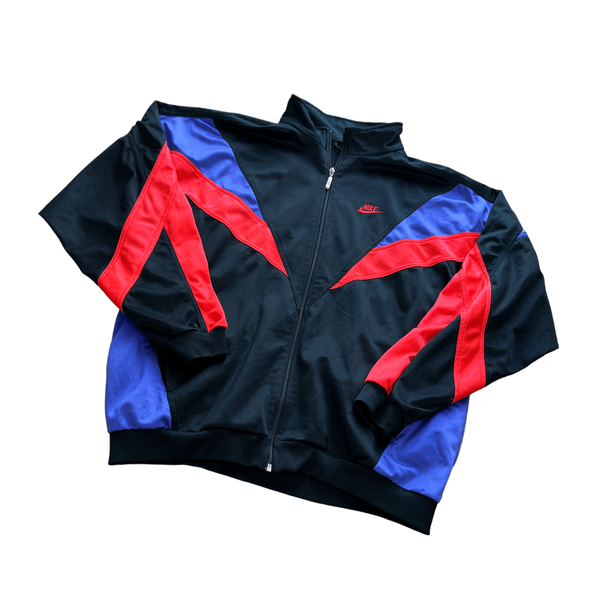 Vintage 90s Black, Blue + Orange Nike Jacket - Extra Large - The Streetwear Studio