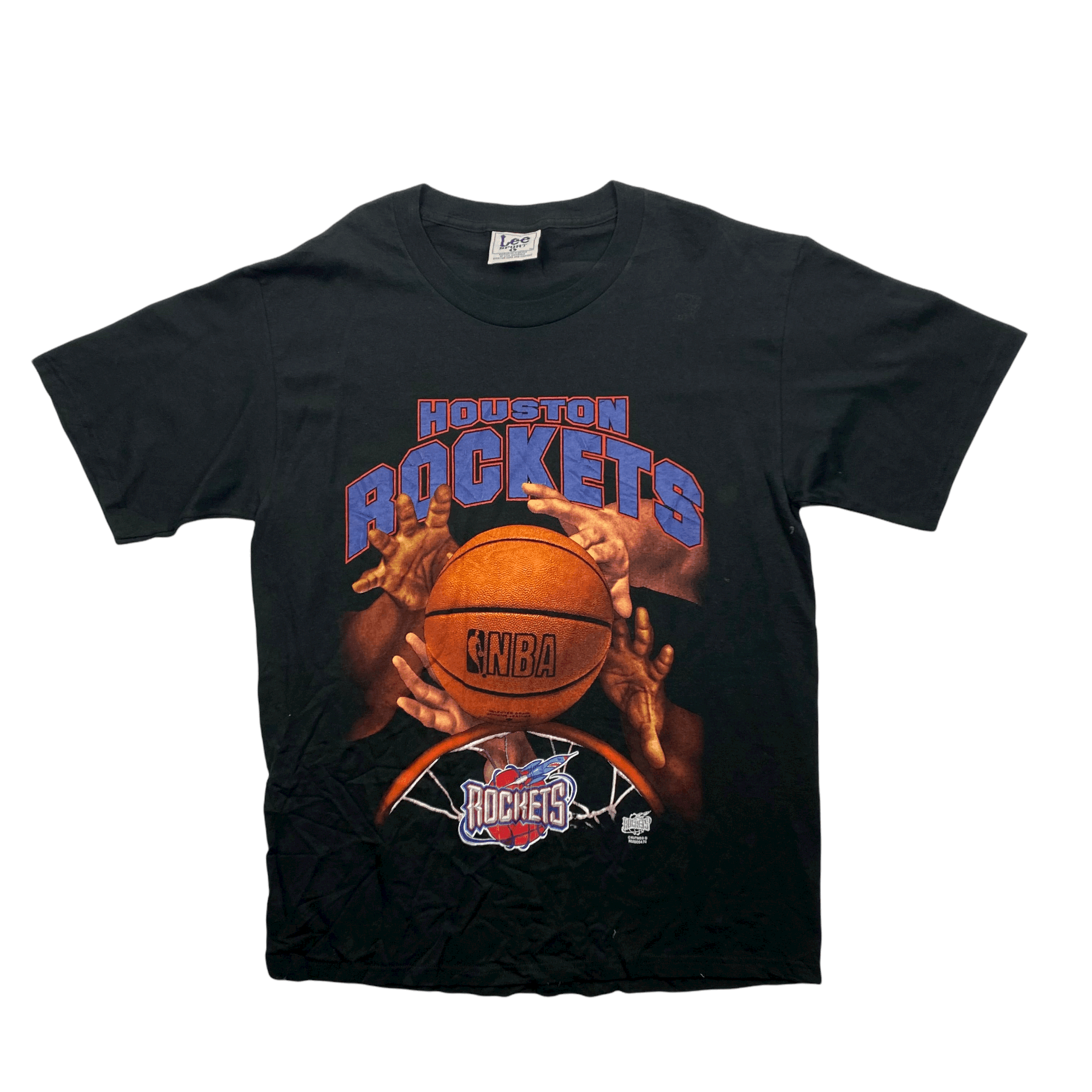 Vintage 90s Black Lee Sport/ Nutmeg Houston Rockets Spell-Out Tee - Large - The Streetwear Studio