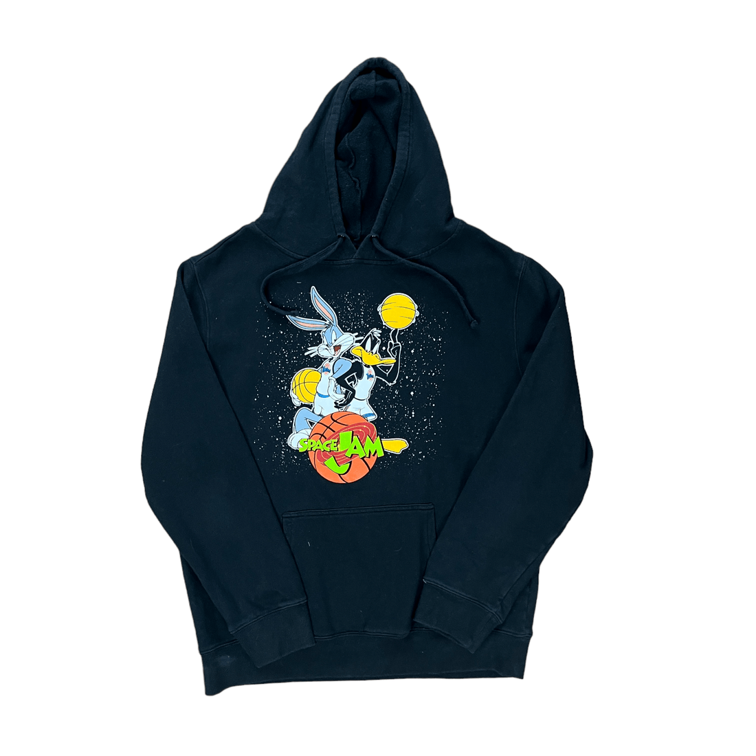 Vintage 90s Black Looney Tunes Space Jam Hoodie - Medium - The Streetwear Studio