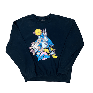 Vintage 90s Black Looney Tunes Squad Sweatshirt - Large - The Streetwear Studio