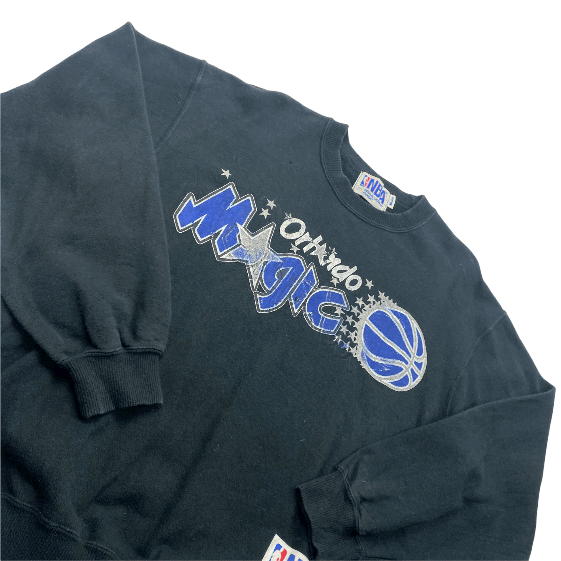Vintage 90s Black NBA Orlando Magic Spell-Out Sweatshirt - Medium - The Streetwear Studio