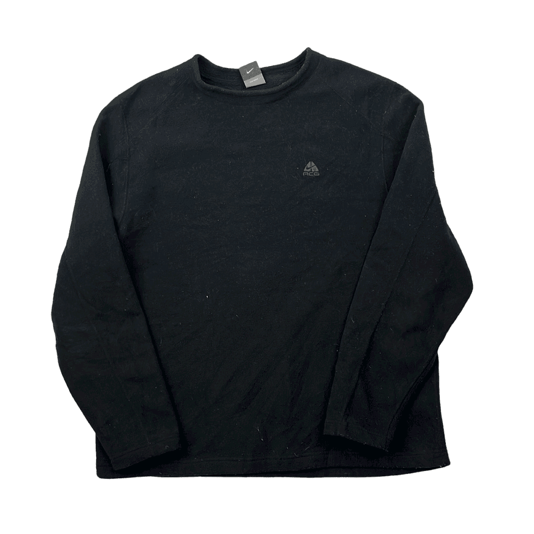 Vintage 90s Black Nike ACG Fleece Sweatshirt - Large - The Streetwear Studio