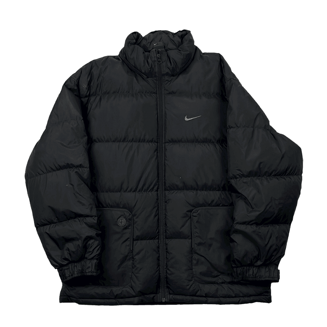 Vintage 90s Black Nike Puffer Coat Jacket Large
