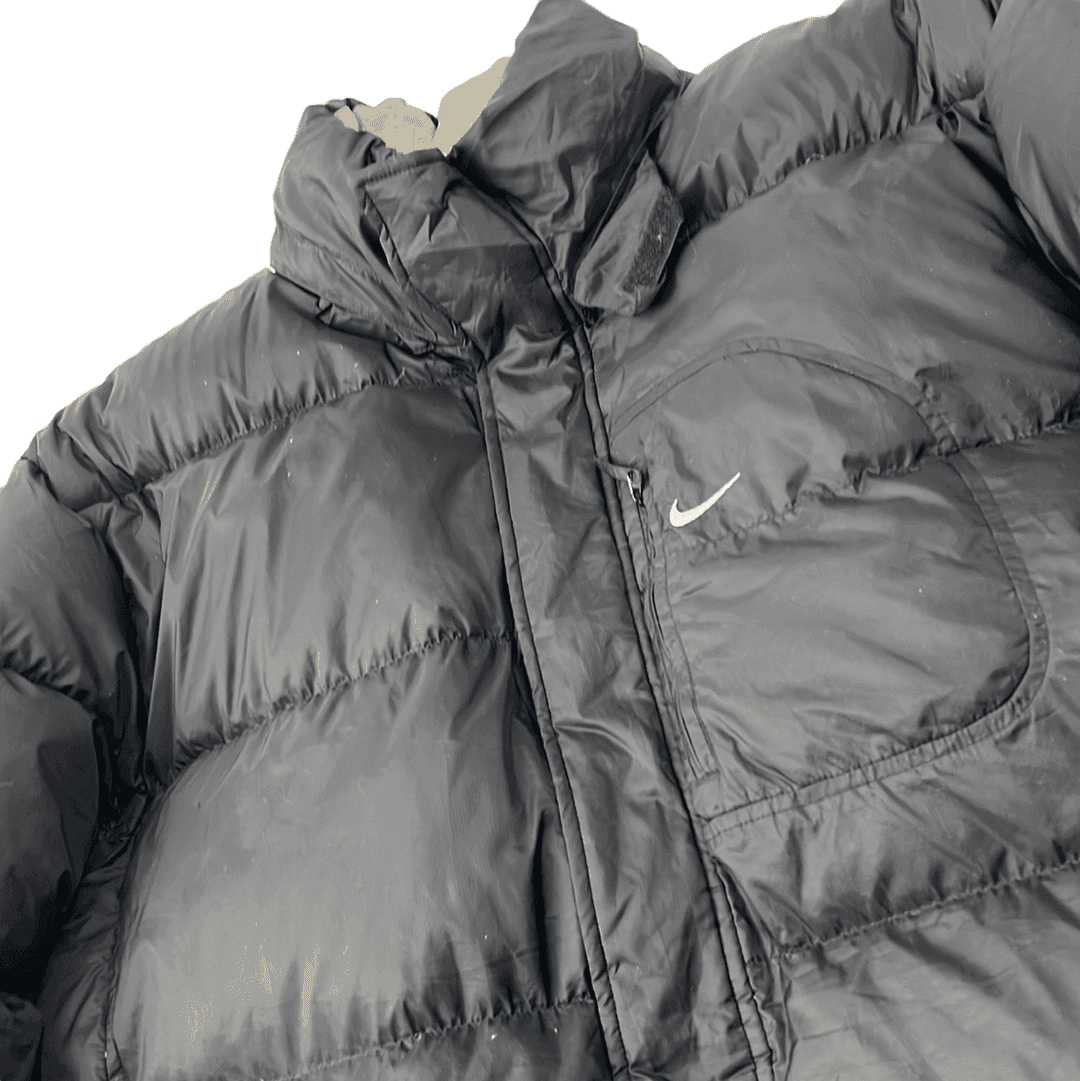 Vintage 90s Black Nike Puffer Coat - XXL - The Streetwear Studio