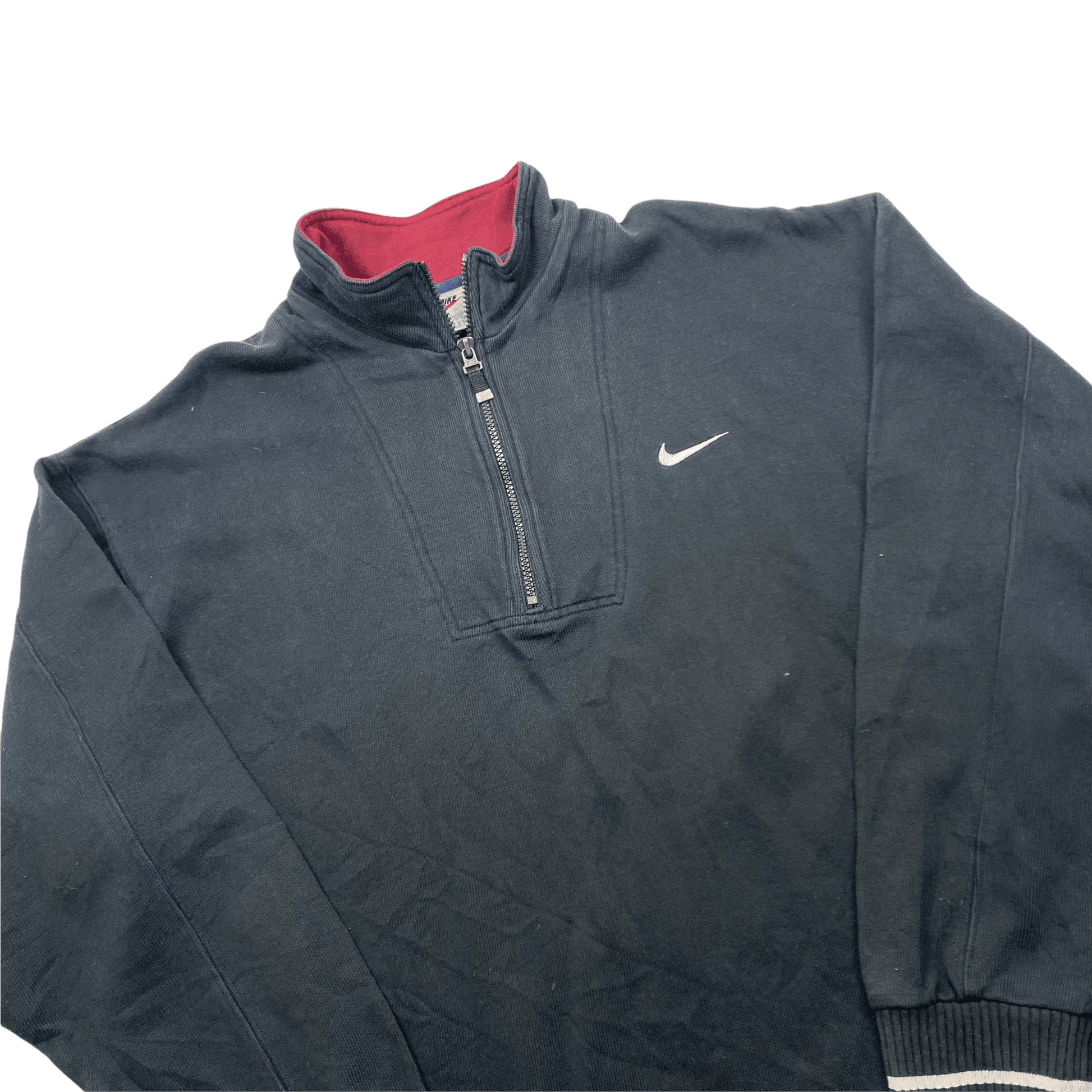 Vintage 90s Black Nike Quarter Zip Sweatshirt - Extra Large - The Streetwear Studio