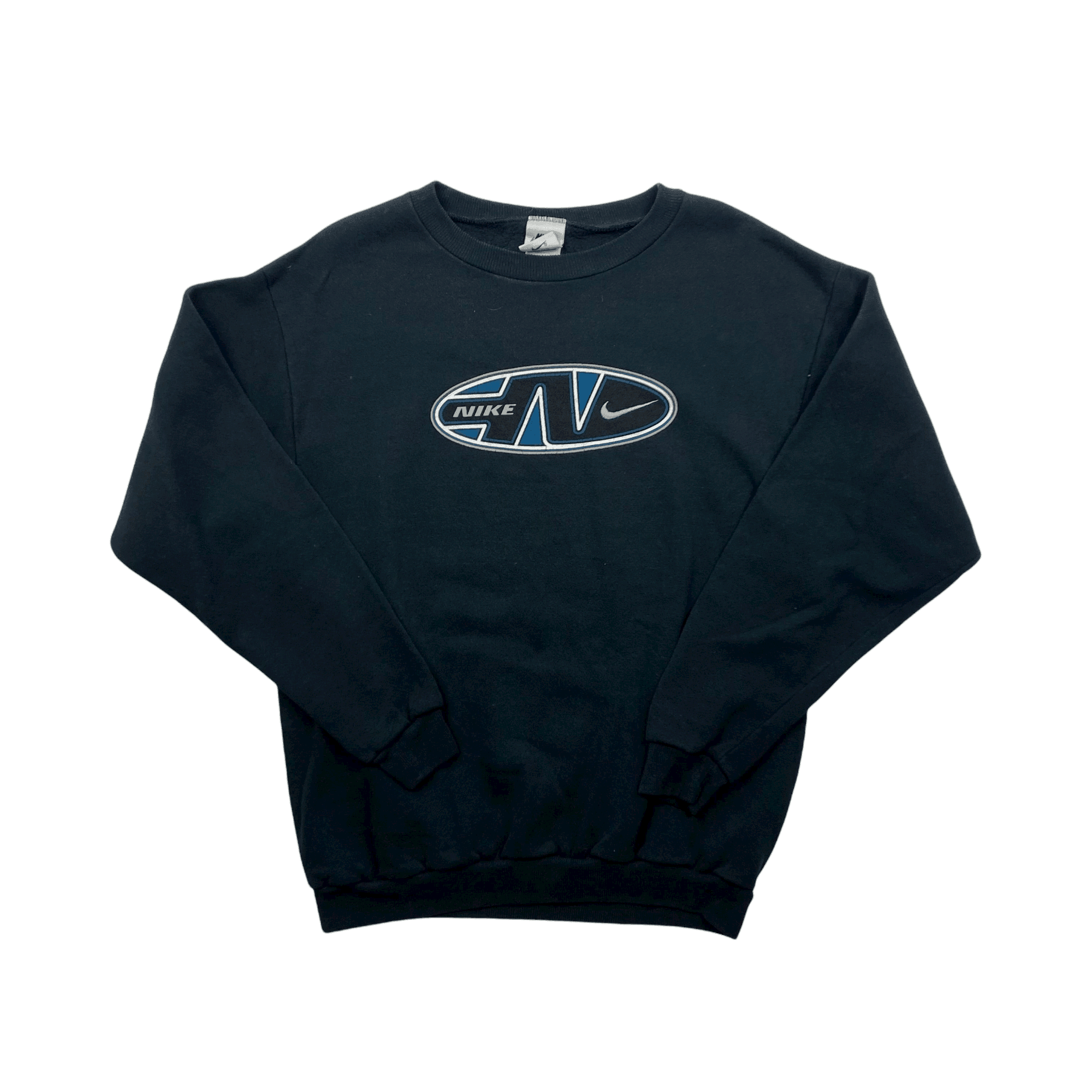 Vintage 90s Black Nike Spell-Out Sweatshirt - Extra Large Boys (Recommended Size - Small) - The Streetwear Studio