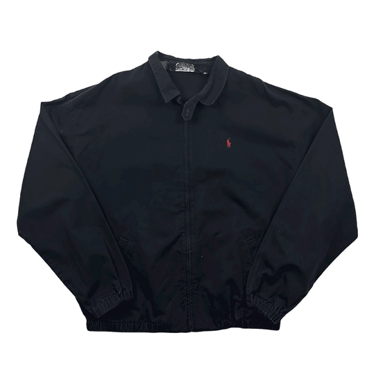 Vintage 90s Black Polo Ralph Lauren Harrington Jacket - Extra Large - The Streetwear Studio