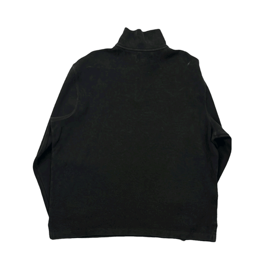 Vintage 90s Black Polo Ralph Lauren Quarter Zip Sweatshirt - Extra Large - The Streetwear Studio