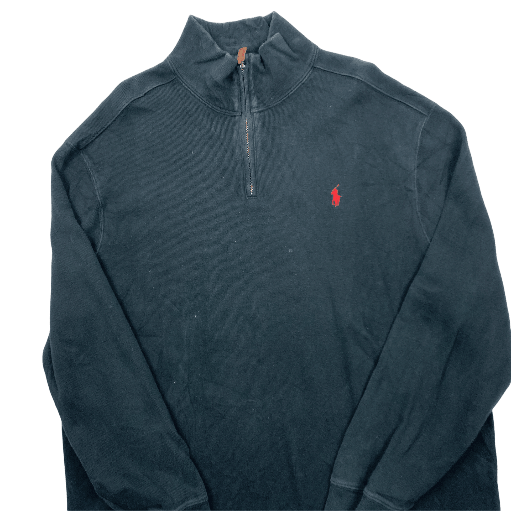 Vintage 90s Black Polo Ralph Lauren Quarter Zip Sweatshirt - XXL (Recommended Size - Extra Large) - The Streetwear Studio