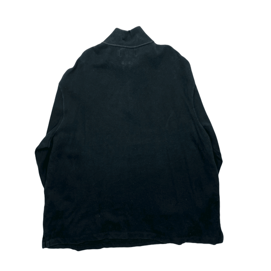 Vintage 90s Black Polo Ralph Lauren Quarter Zip Sweatshirt - XXL - The Streetwear Studio