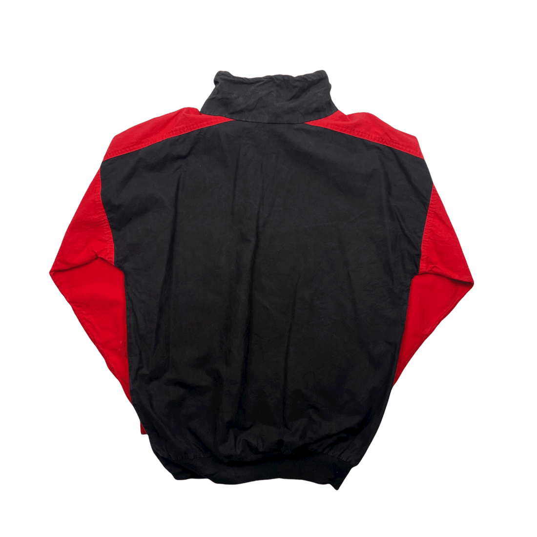 Vintage 90s Black + Red Chicago Bulls NBA Spell-Out Quarter Zip Jacket/ Coat - Medium - The Streetwear Studio
