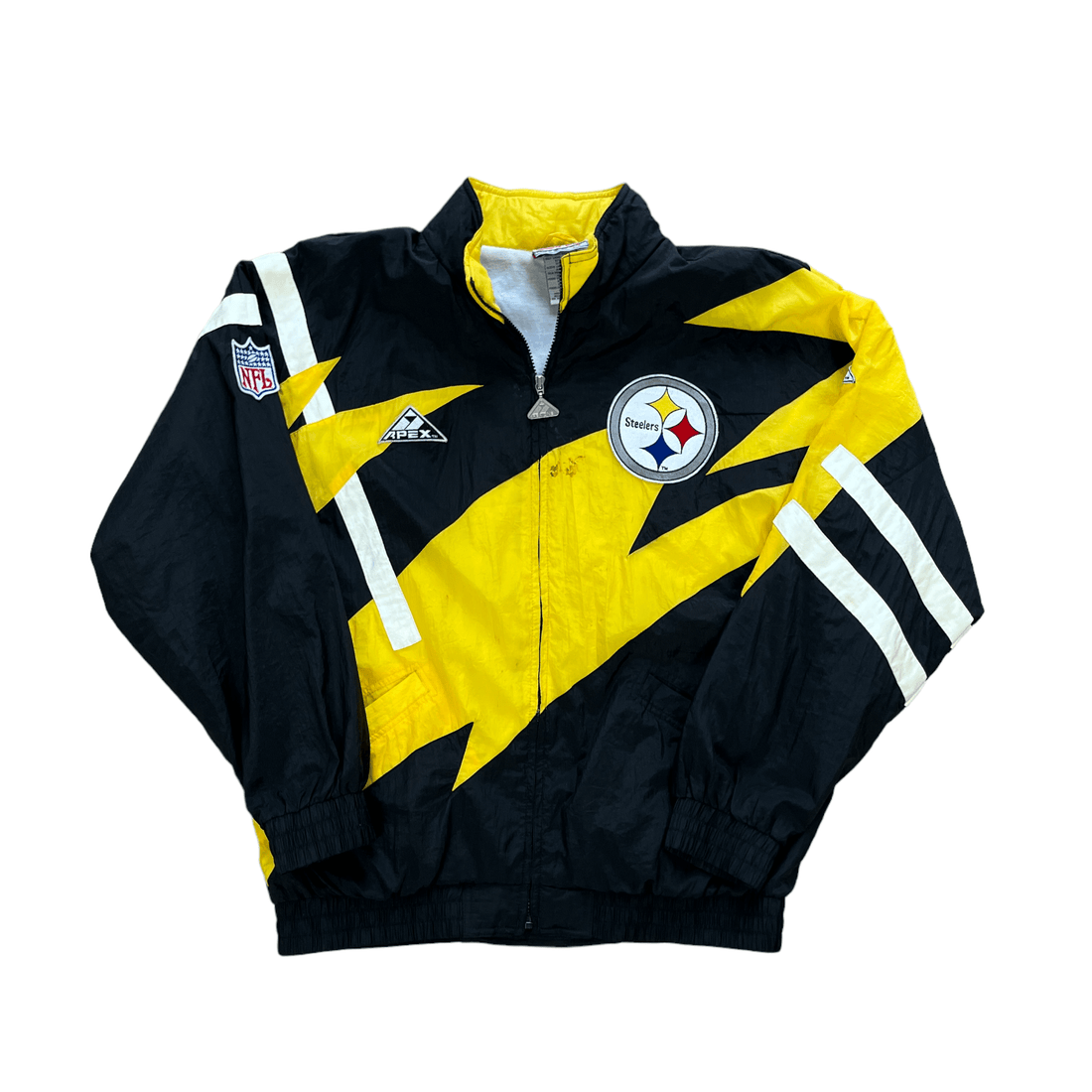Vintage 90s Black, White + Yellow NFL Pro Steelers Jacket - Large - The Streetwear Studio