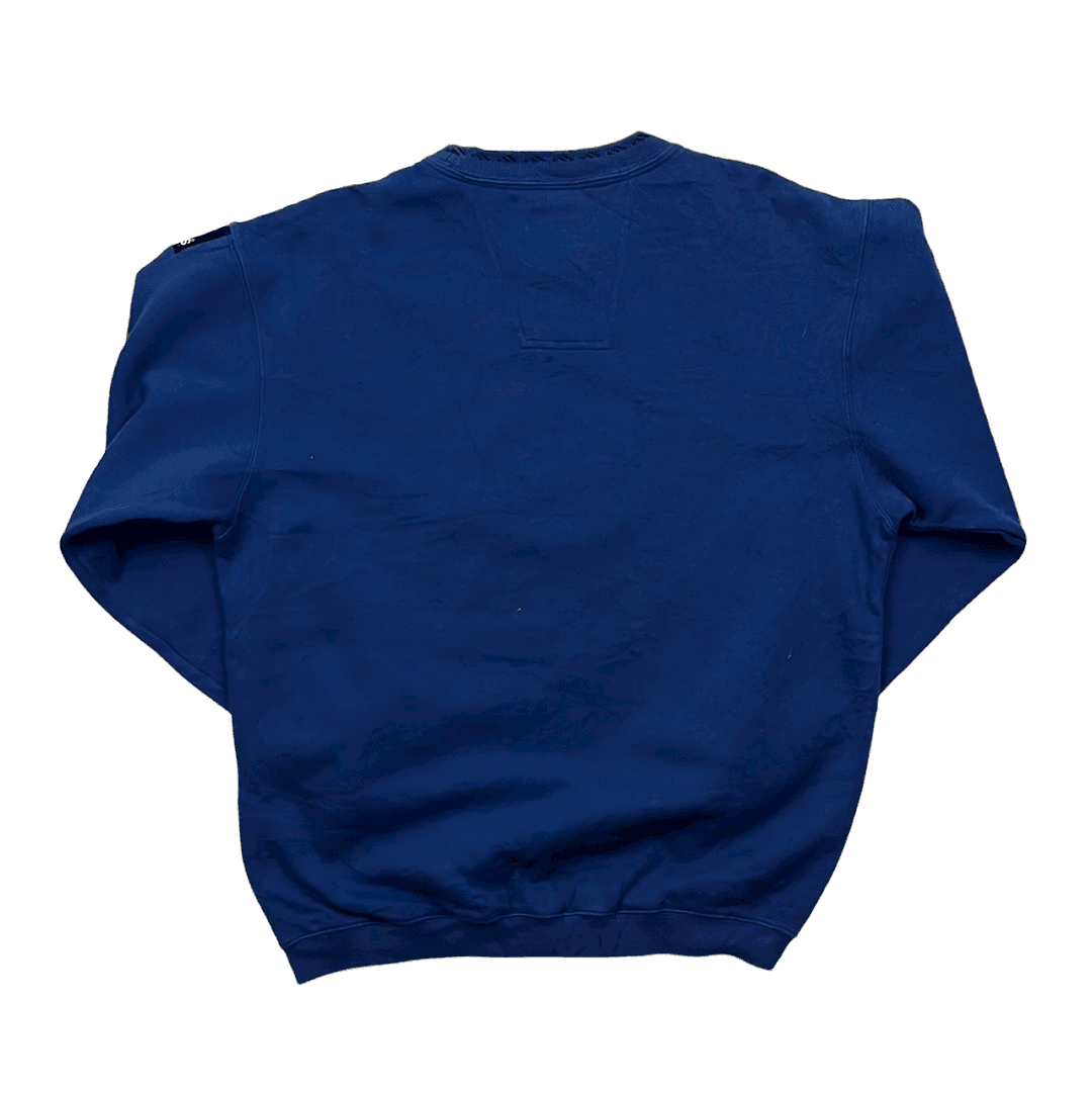 Vintage 90s Blue Adidas Equipment Spell-Out Sweatshirt - Medium - The Streetwear Studio