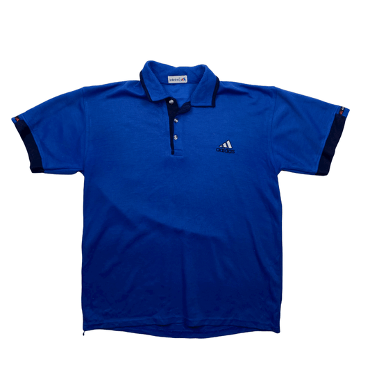Vintage 90s Blue Adidas Polo Shirt - Large - The Streetwear Studio