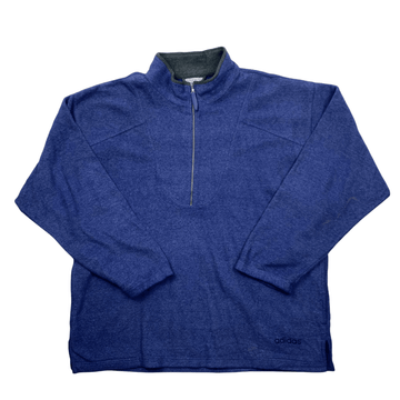 Vintage 90s Blue Adidas Spell-Out Quarter Zip Fleece - XXL - The Streetwear Studio