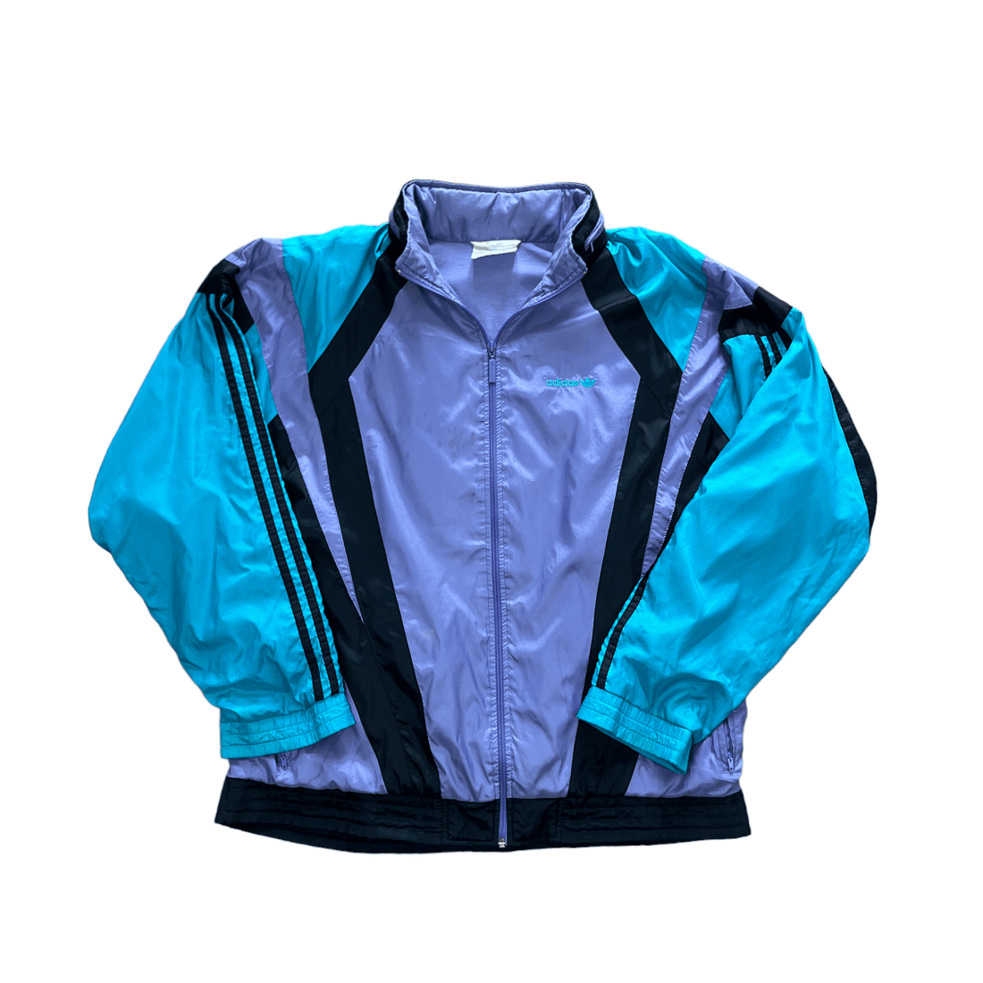 Vintage 90s Blue, Black + Purple Adidas Jacket - Extra Large - The Streetwear Studio