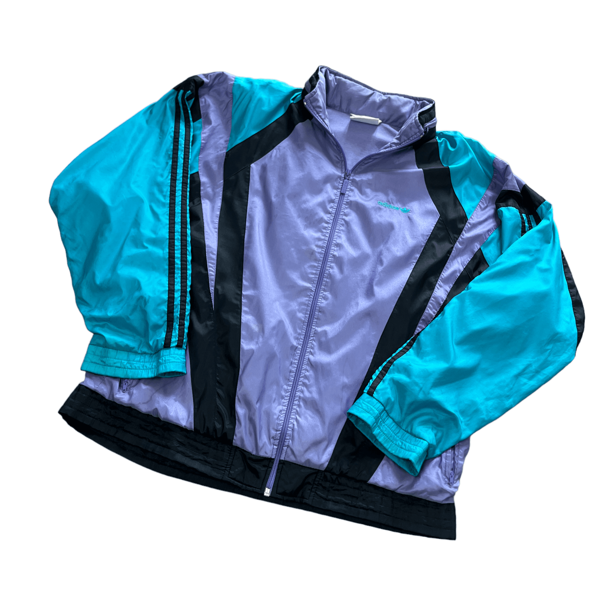 Vintage 90s Blue, Black + Purple Adidas Jacket - Extra Large - The Streetwear Studio