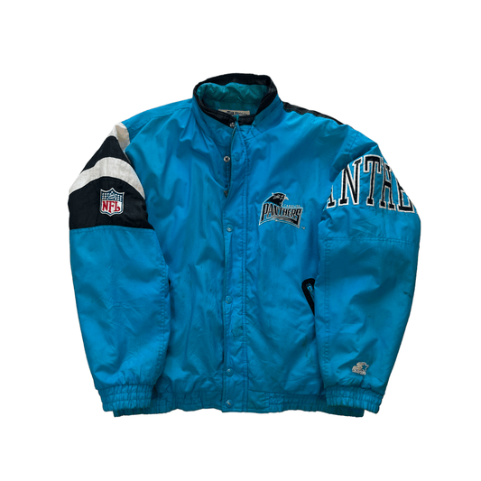 Vintage 90s Blue + Black Starter Panthers NFL Coat - Large - The Streetwear Studio