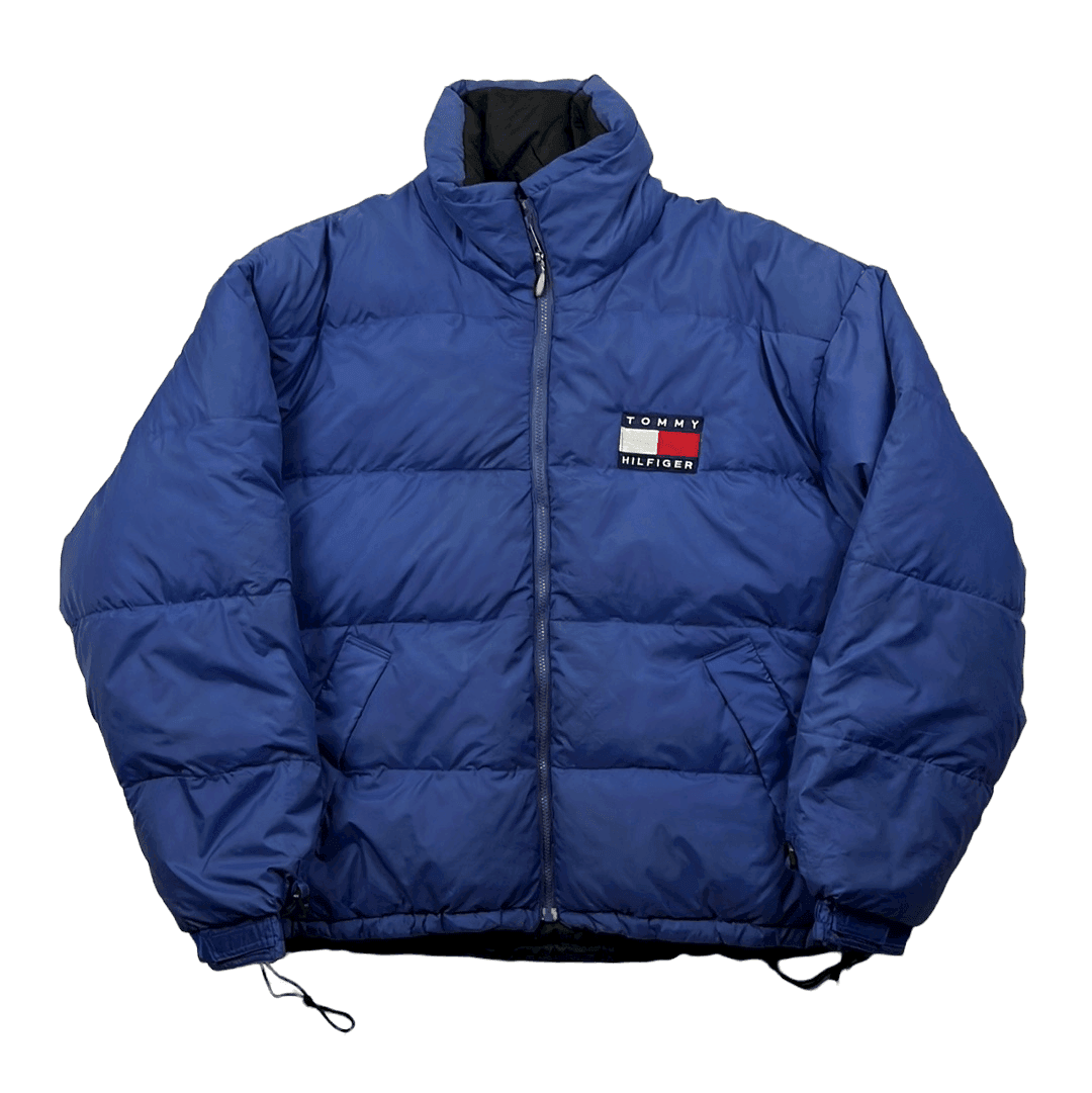 Black tommy hilfiger puffer jacket hot sale