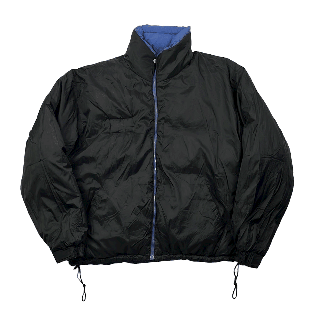 Vintage 90s Blue + Black Tommy Hilfiger Reversible Puffer Coat/ Jacket - Extra Large - The Streetwear Studio
