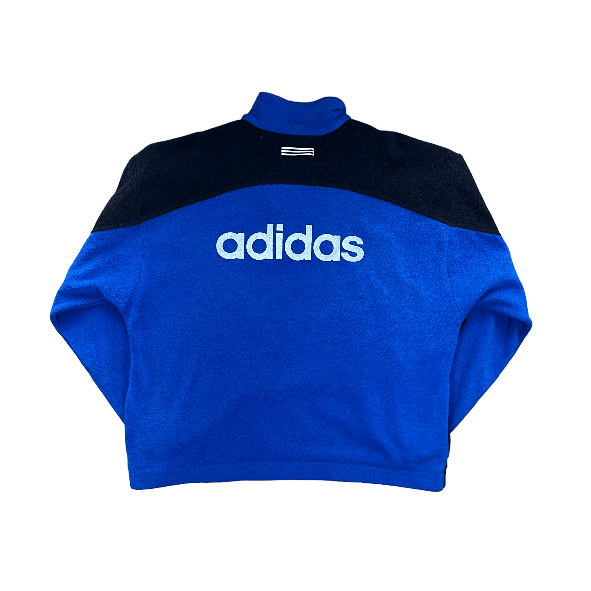 Vintage 90s Blue Black White Adidas Quarter Zip Fleece Extra Large