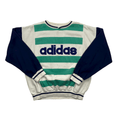 Vintage 90s Blue, Green + White Adidas Spell-Out Sweatshirt - Large - The Streetwear Studio